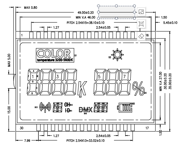 Arkled personnalisé 49 * 35 TN LCD Module d'affichage interdit