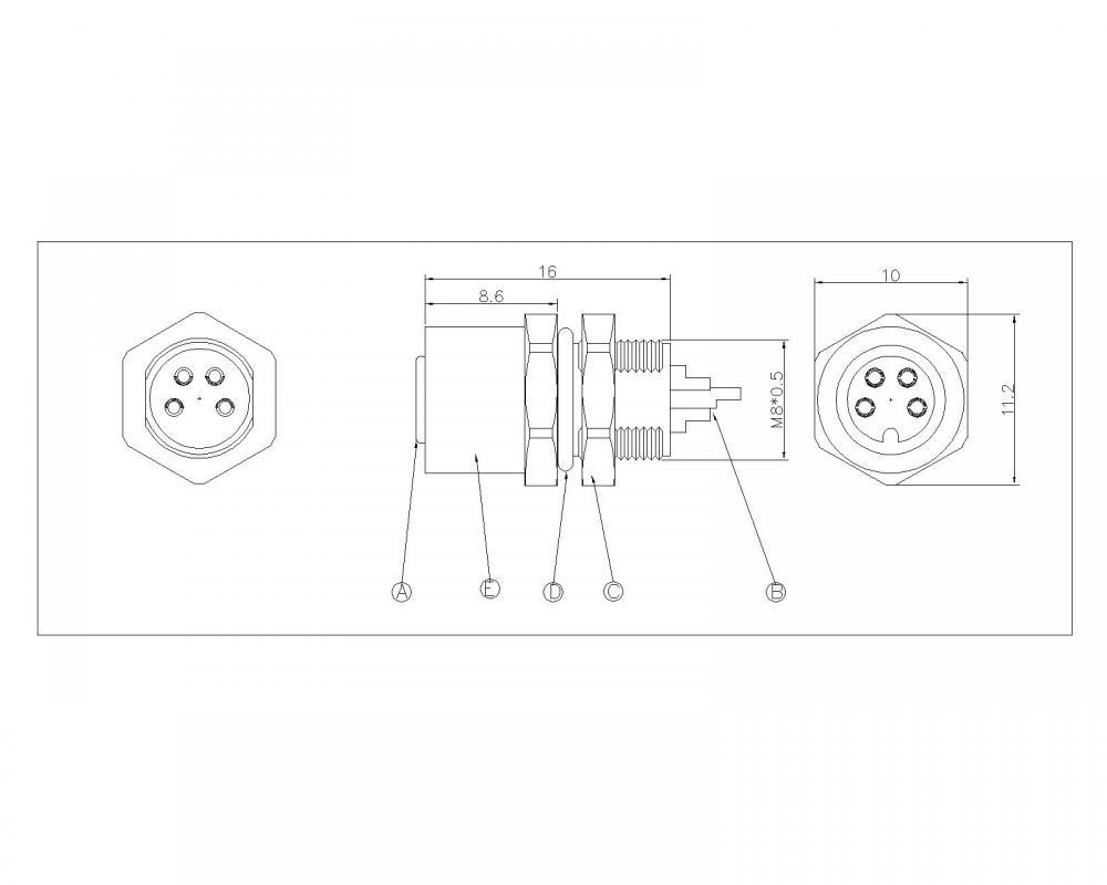 M8 2~8P Female Waterproof Wire Side SW10T