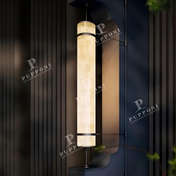 High Quality Steel Antique Nickel Finish Faux Alabaster LED Wall Lamp