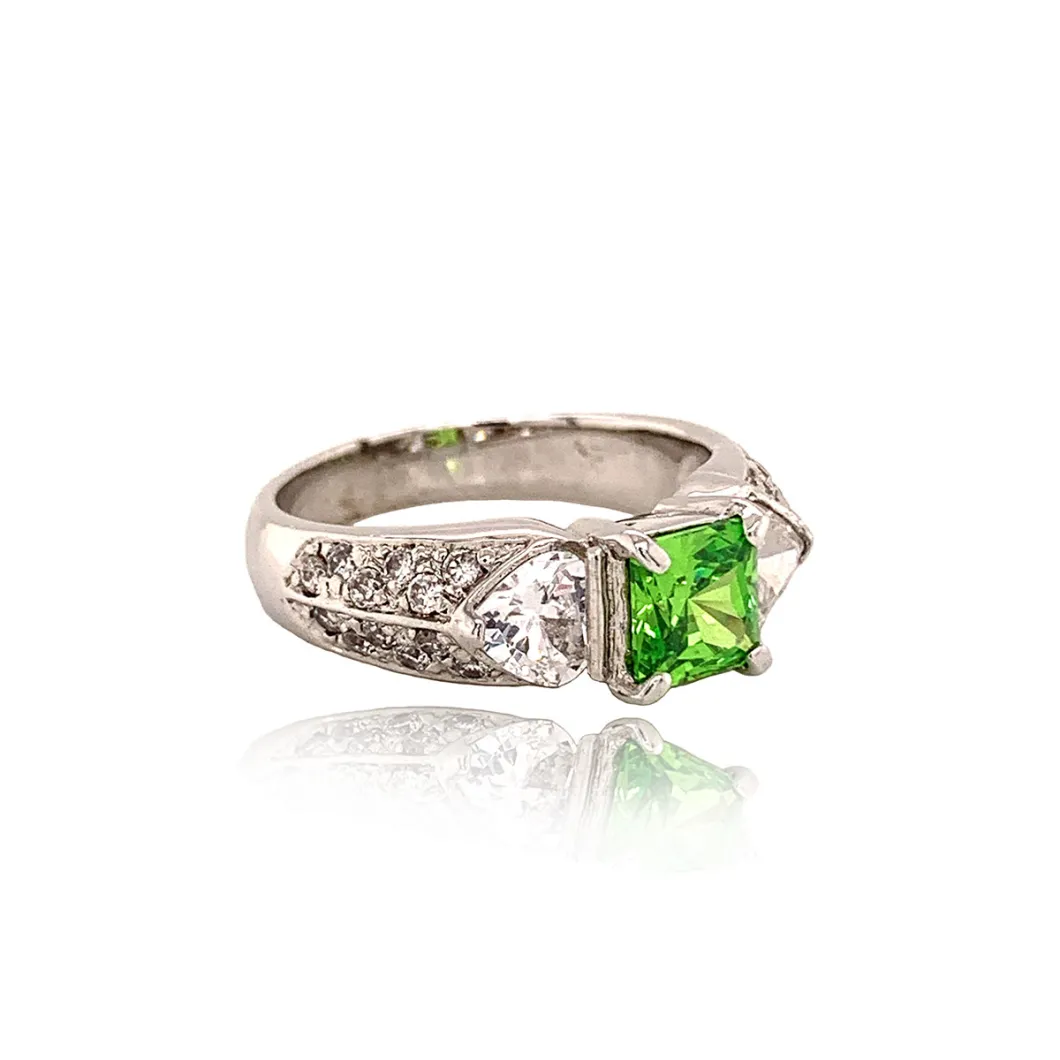 925 Hotselling Sterling Silver Jewellery Green CZ Ring for Women