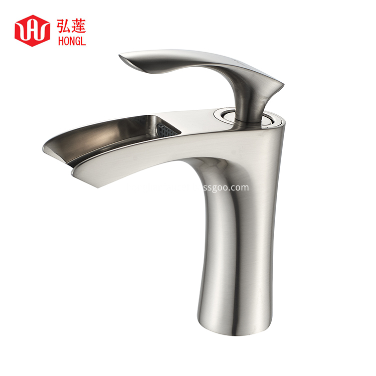 Brushed Nickel Waterfall Basin Faucet