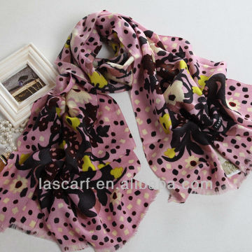 Flower printed cashmere tassel wool fashion scarf big size scarf