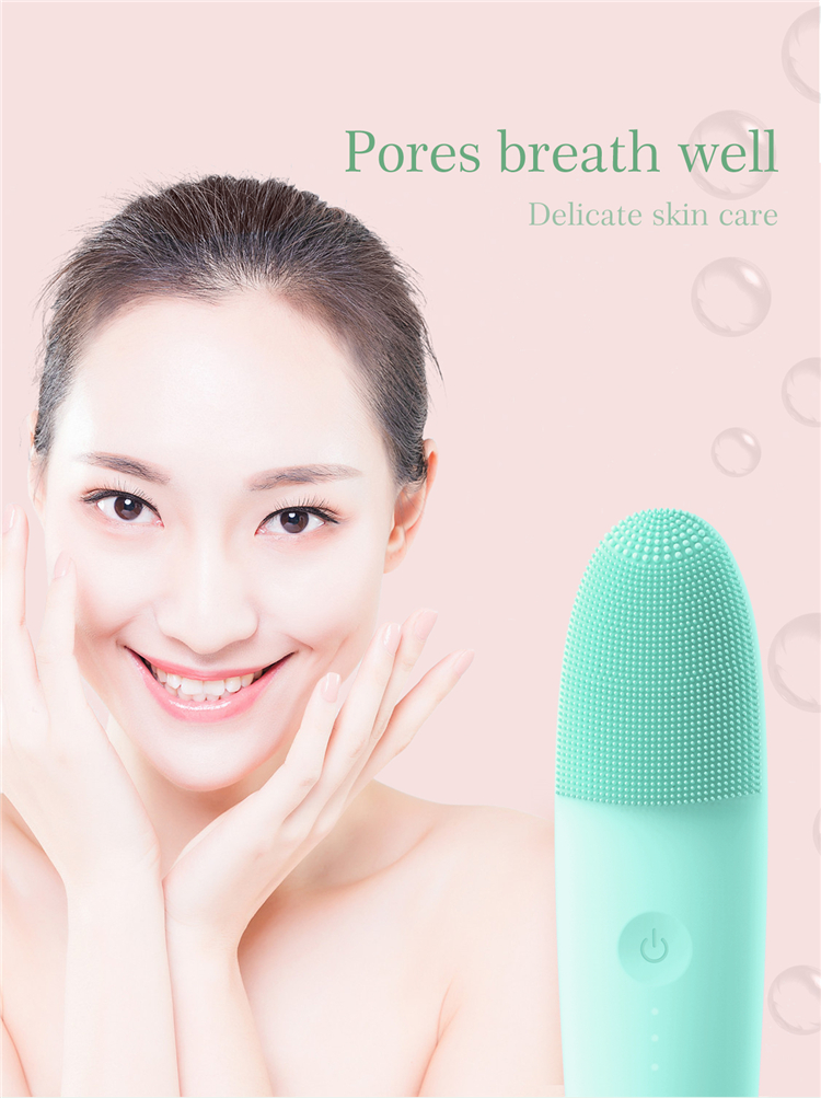 2020 New style sky blue and pink face cleaning device electric silicone facial cleansing brush with Custom logo