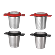 Stainless Steel Tea Basket Infuser with Lid and Saucer