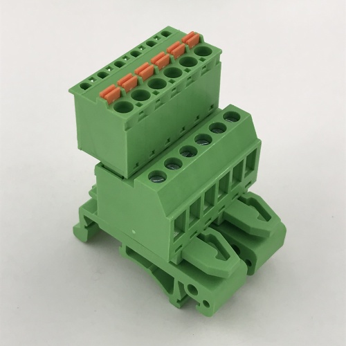 Din rail mounted Pluggable spring terminal block