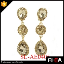 Golden Colorful Popular Fashion Teardrop Crystal Rhinestones Drop Earring Girls Earring