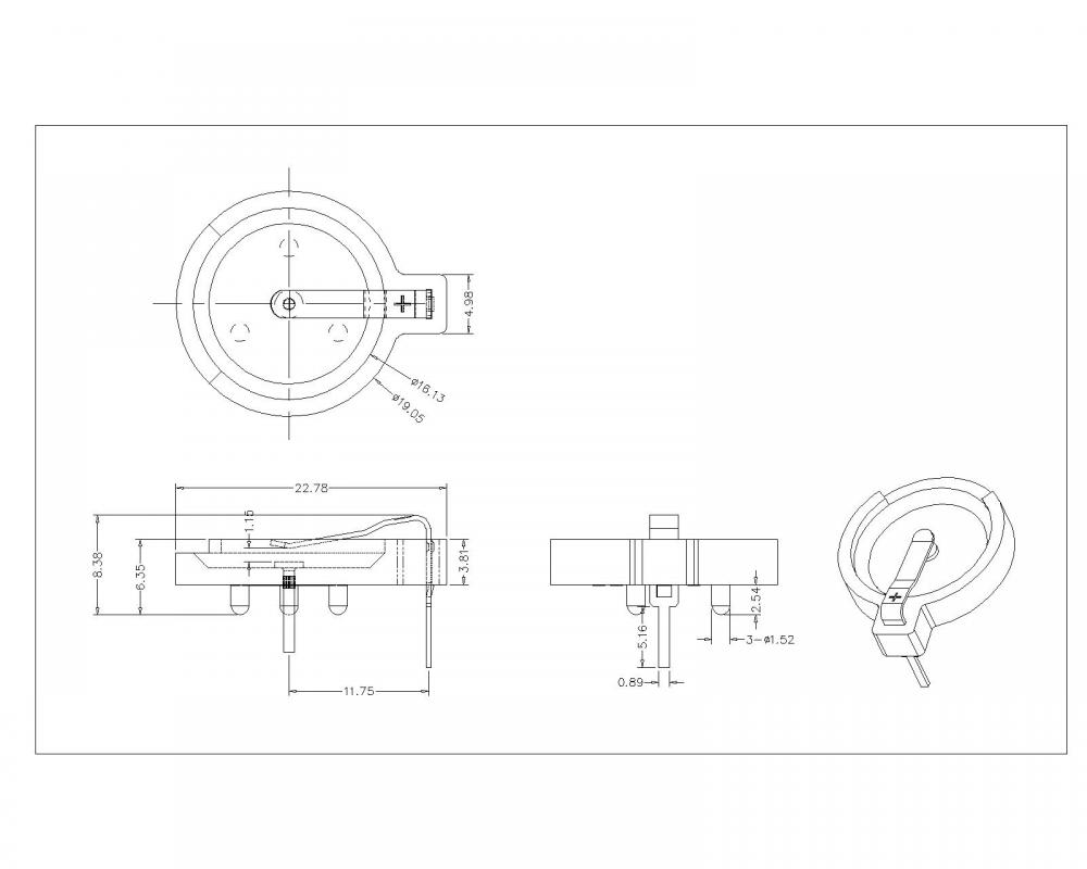 Держатели монетов для CR1632 CR1620 DIP BT-S-SN-A-502-3