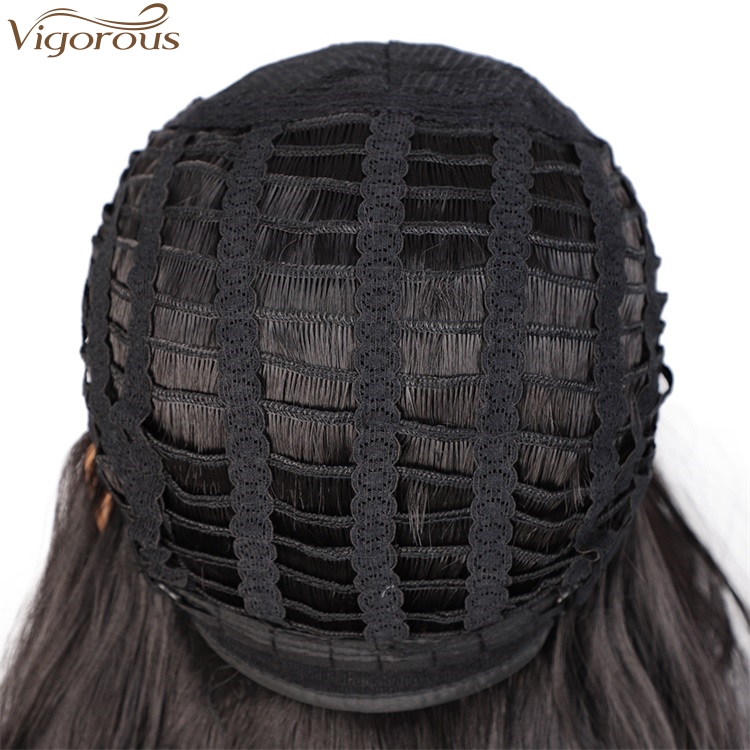 Vigorous Cheap Top Quality Long Black Wavy Wig  Middle Part Synthetic Wig For Black White Women Heat Resistant Wholesale Price