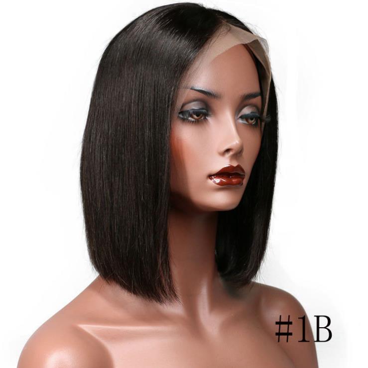 4 Colors Available Middle Part Bob Wigs 100% Human Hair Lace Frontal Weave And Wigs, Bleached Knots 13x4 Front Lace Wig