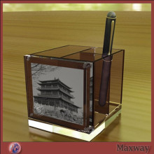 Brown Graceful Square Acrylic/Lucite Pen/Pencil/Lead 
Pencil/Stationery Supplies/ball pen Display Ho