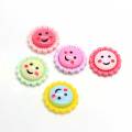 Colorful 20mm 28mm Cute Smile Face Sunflower Flatback Resin Button Cabochon For Diy Craft Scrapbook  Embellishment