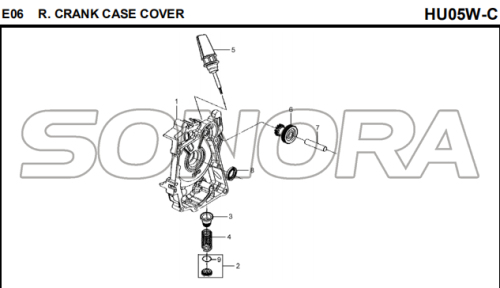 E06 R. CRANK CASE COVER voor HU05W-C MIO 50 Reserveonderdeel Topkwaliteit