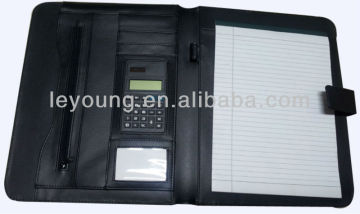 Economic A4 leather portfolio with calculator