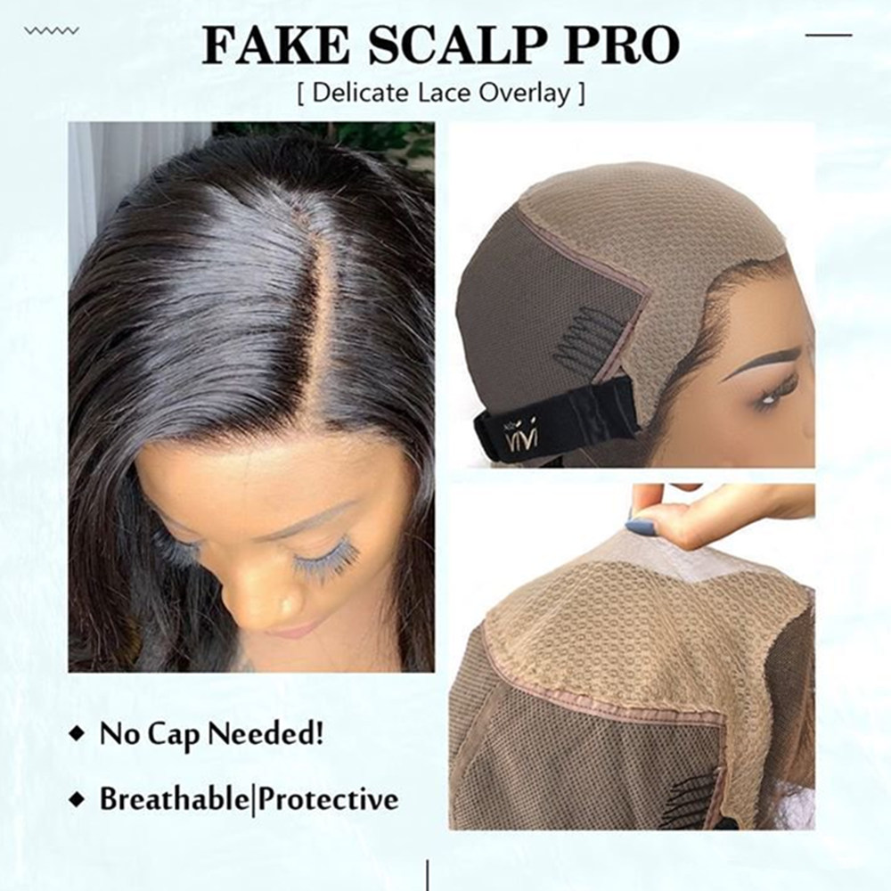 Fakee Scalp Wig 13x6 Lace Front Human Hair Wigs Pre Plucked Invisible Bleached Knots Transparent Lace Brazilian Remy Hair Wig