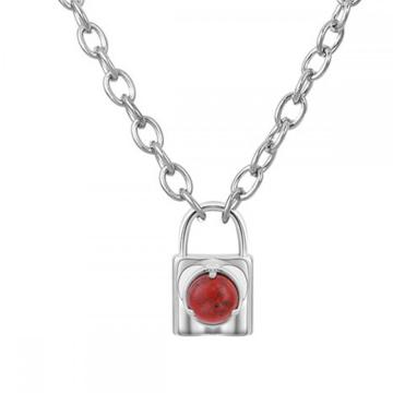 Gemstone Lock Shape Key Chain Necklace Natural Stone Pendant Necklace