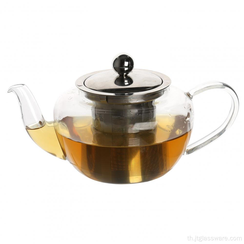 กาน้ำชาแก้วพร้อมที่กรองสำหรับเตาแก้ว