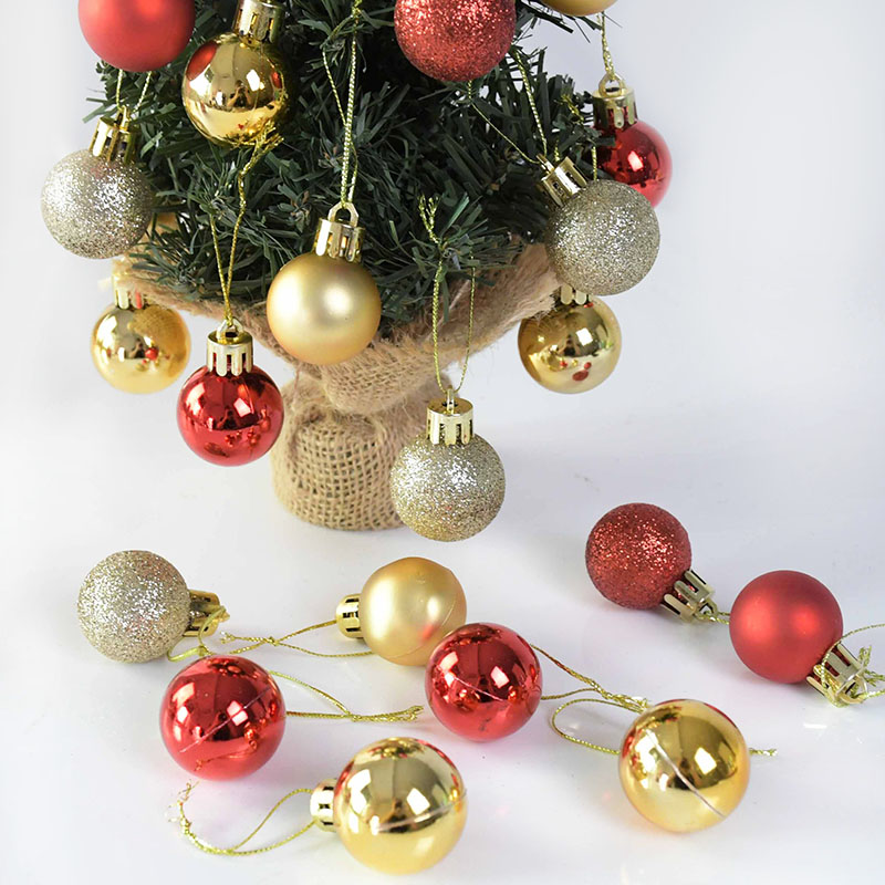 24pcs 3cm Christmas Tree Decor Ball Glitter Gold Silver Plastic Hanging Pendant Decorations For Home Xmas Tree Wreath Ornament