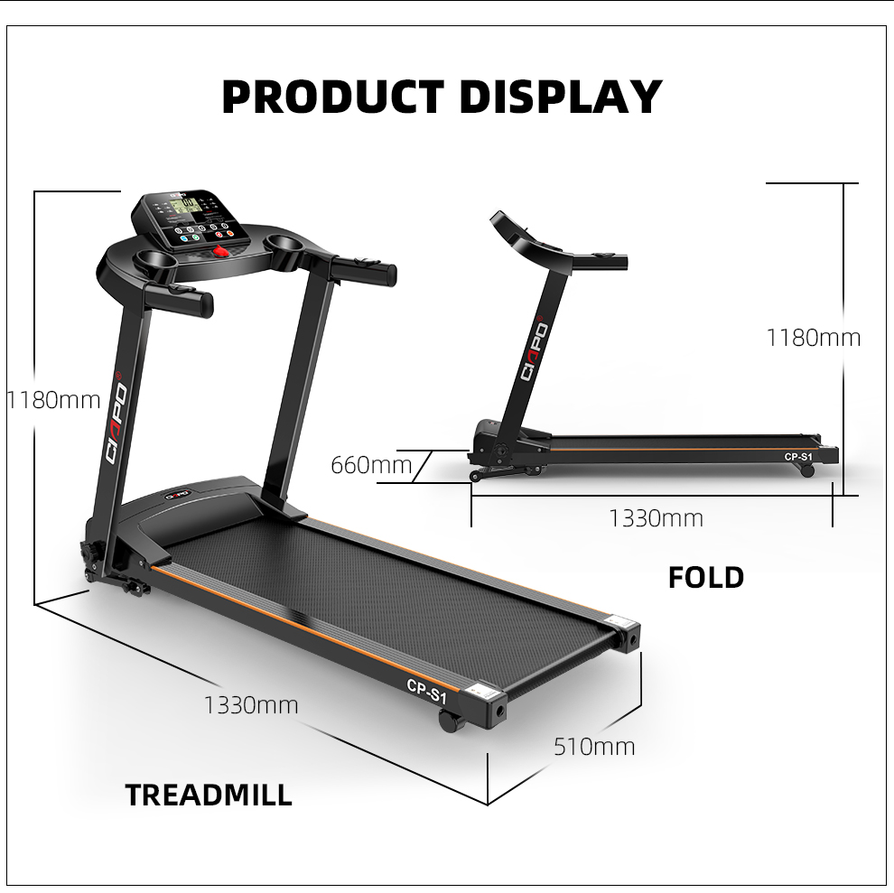 Small motorized treadmill 2.5HP home use gym equipment running machine Home folding