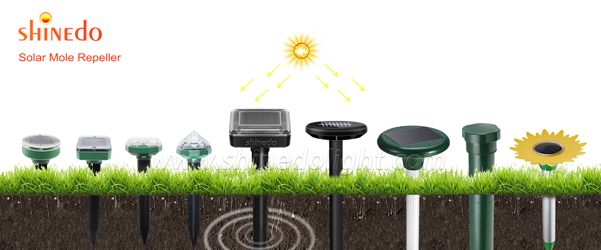 New RGB LED Garden Mice Snake Pest Trap Ultrasonic Solar Mole Repeller with EPA Certification