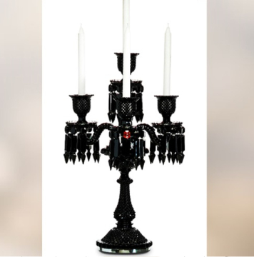 Modern french baccarat style crystal black candl holder