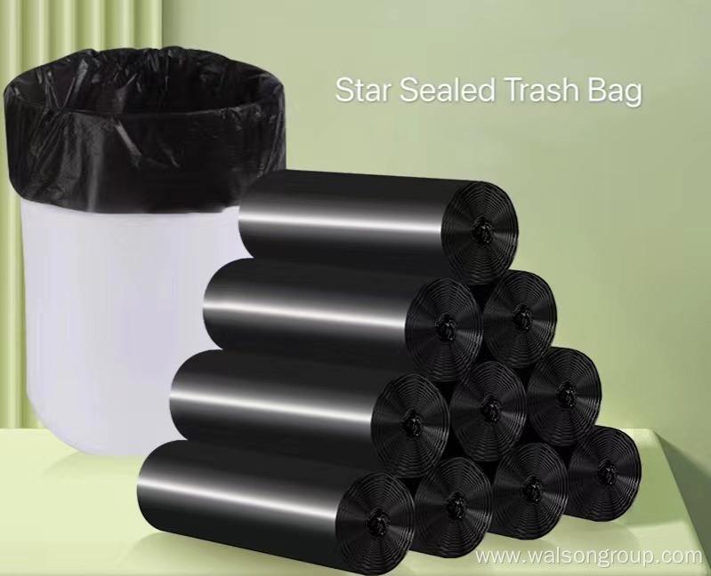 Flat plastic Transparent star-sealed garbage bags