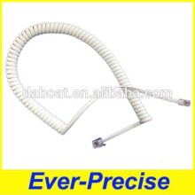White 4P4C handset curly cord line cord