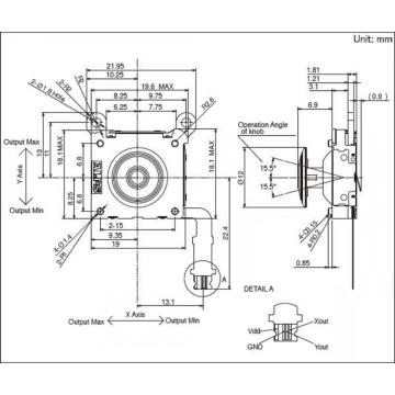 Comutator controler cu joystick subțire ALPS