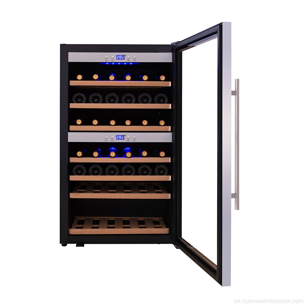 Kök vin display kylskåp dubbelzon vin kylskåp