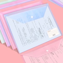 A4 Size Transparent Button File Bag with Name Pocket