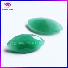 Wuzhou Made Green Color Marquise Shape Synthetic Decorative Glass Gem Stone
