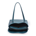 Women Zipped Leather Soft work Shoulder Bag Blue