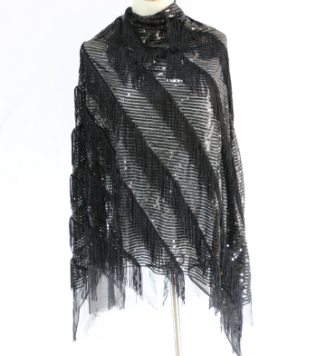 Black Tassel Sequin Embroidery Fabric