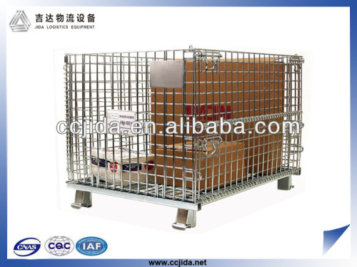 Heavy duty foldable warehouse steel storage cage for racking