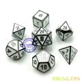 Bescon Deluxe Glossy Black and Elegant White Enamel Solid Metal Polyhedral Role Playing RPG Game Dice Set of 7