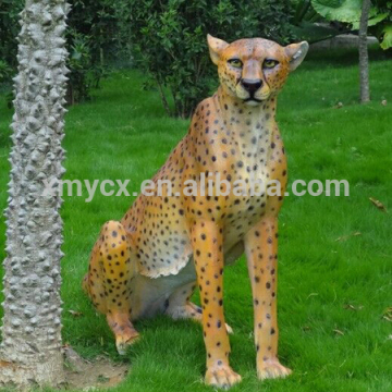 Life size artificial fiberglass leopard statue for sale