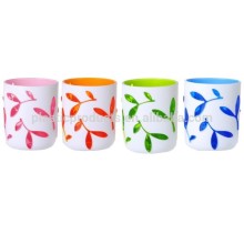 Double wall leaves design plastic tumbler for wholesale