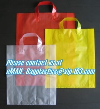 Die cut handle bags, handle bags, handy bags, soft loop bags, flexi loop bags, hard handle bags, flat bottom shopping bags, plas