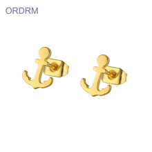 Tiny gold plated anchor stud earrings