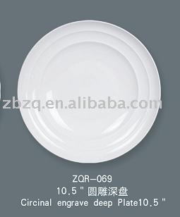 magnesia porcelain 10.5" circinal engrave deep plate