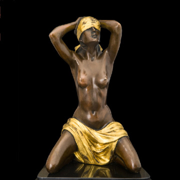 Naked girl erotic sculpture bronze nude hot open naked sexy woman statue