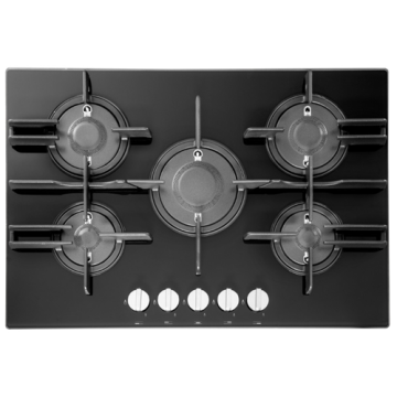 Hotpoint Hob Gas Black Glass 5 Burner