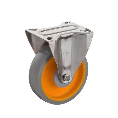 80mm 100mm 125mm  fix plate 304 stainless steel industrial GRAY PU caster