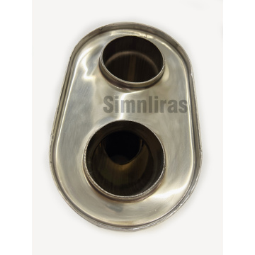 Muffler with one entrance and two exit holes