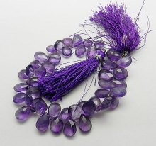 Natural Strand Amethyst Faceted Almond Pear Beads Gemstone