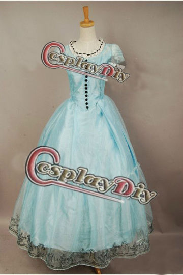 Custom-made Tim Burton's Alice In Wonderland Alice Blue Dress Cosplay Costume