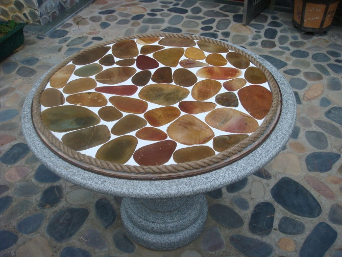 Floor and Decor Mosaic Stone Sliced Black Pebble Tile