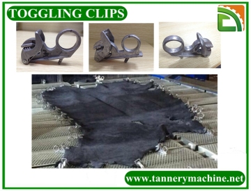 Toggling Machine Clamps to Fix Leather in The Toggling Net