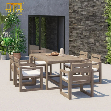 Teak Wood Outdoor Patio Furniture Restaurant Dining Table and Chairs Set