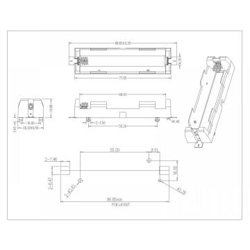 BBC-M-GO-A-18650-130 حامل بطارية فردي لعام 18650 SMT