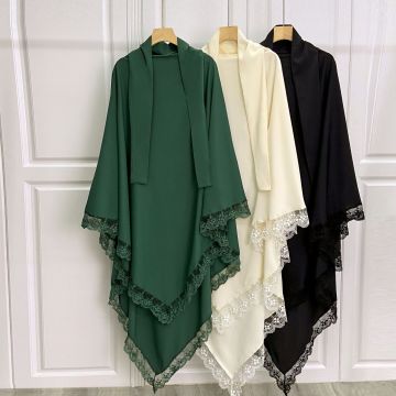 Wholesale Muslim Women's Hijab, Jilbab, and Niqab in Various Colors with Lace
